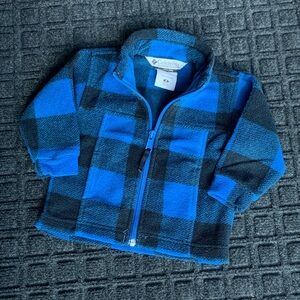 Columbia 18 Months Kids Black and Blue Checkered Fleece Zip-Up Jacket
